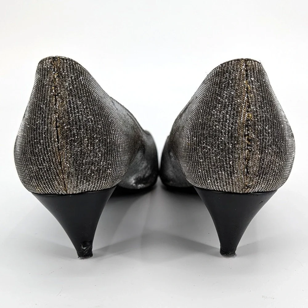 Saint Laurent Metallic Galaxy Glitter Pointed Toe Kitten Heel Charlotte 55  38 - Picture 3 of 8